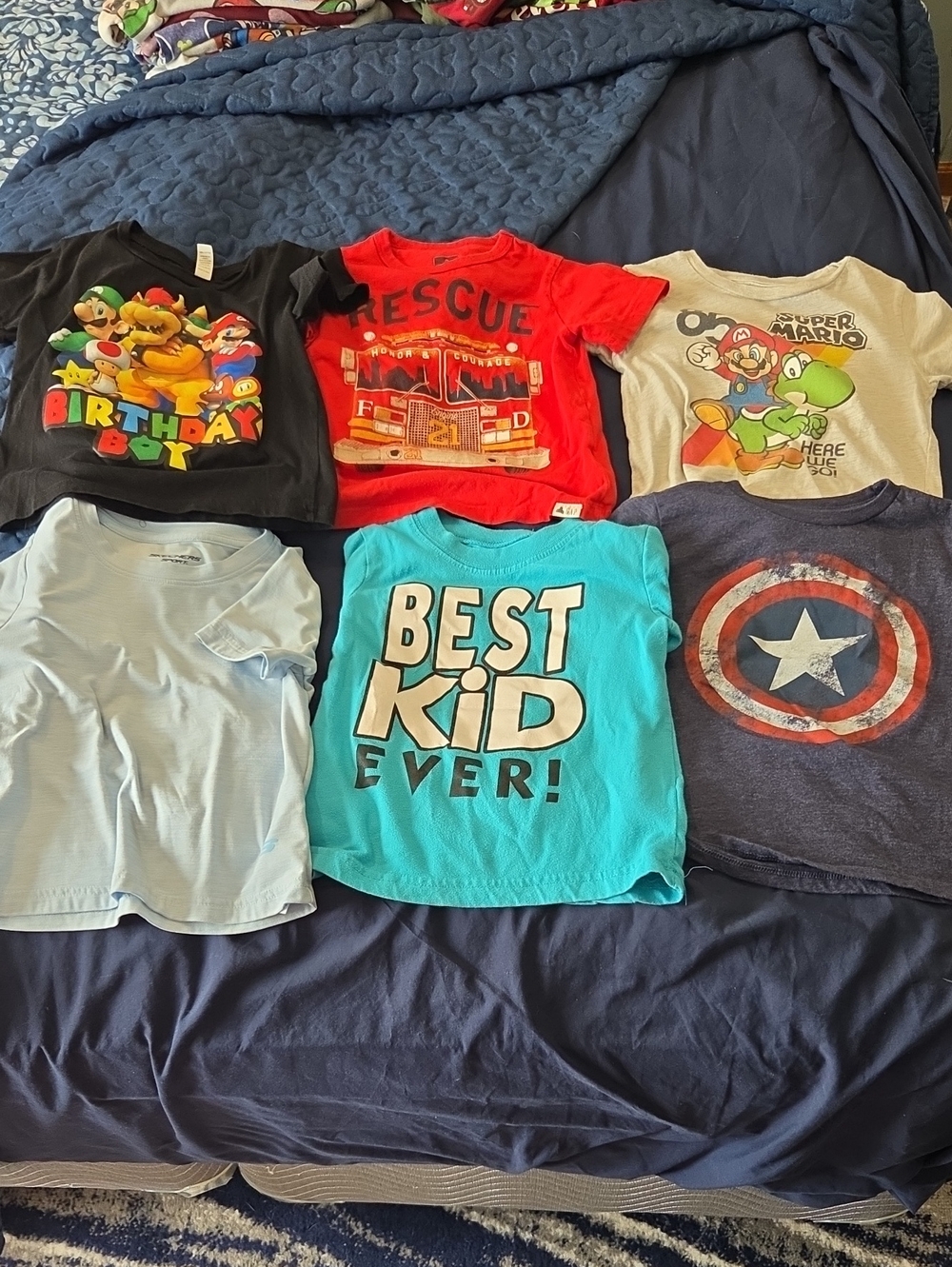 Lot Of 6 Boys Short Sleeve T Shirts, Size 4t And 4, Various Brands